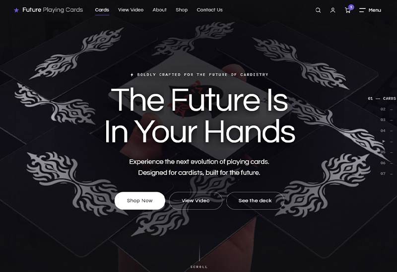 Future Playing Cards ecommerce website homepage